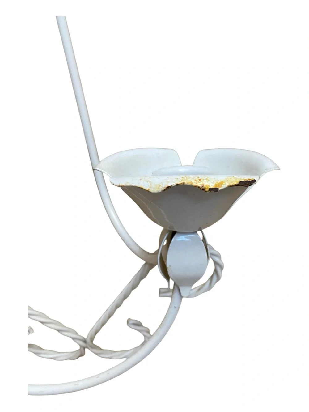 Vintage MCM White Metal Double Tapered Candle Holder Wall Hanging Retro Home